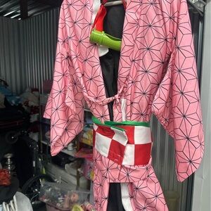 NEZUKO Pink Geometric Kimono Costume